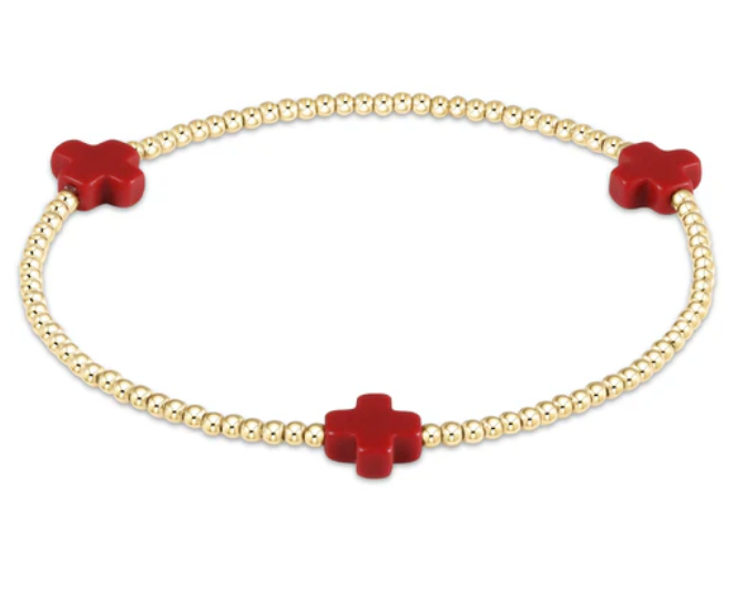 ENEWTON SIGNATURE CROSS GOLD PATTERN 2MM BEAD BRACELET