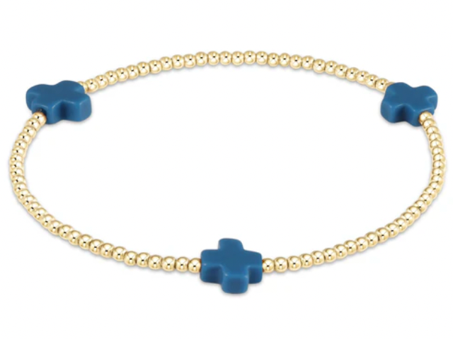 ENEWTON SIGNATURE CROSS GOLD PATTERN 2MM BEAD BRACELET