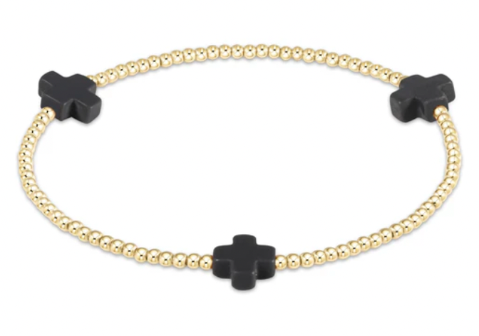ENEWTON SIGNATURE CROSS GOLD PATTERN 2MM BEAD BRACELET