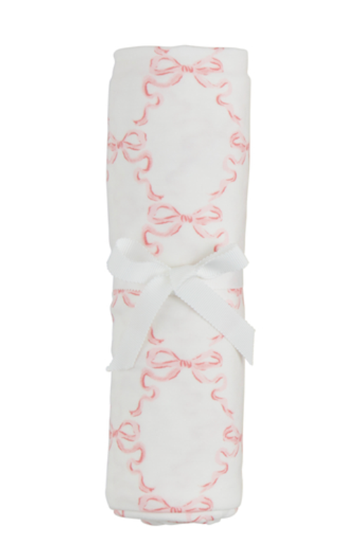 BOW PRINT SOFT KNIT SWADDLE