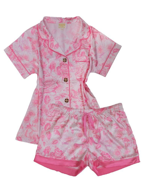 SIMPLY SOUTHERN PJ BUTTON SET SILK PINK ROSE