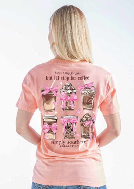 SIMPLY SOUTHERN COFFEE PEACH SHORT SLEEVE