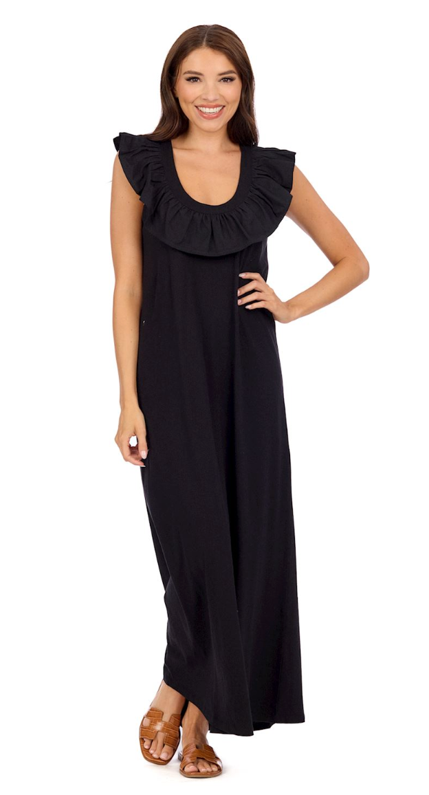 KIMI RUFFLE MAXI DRESS BLACK
