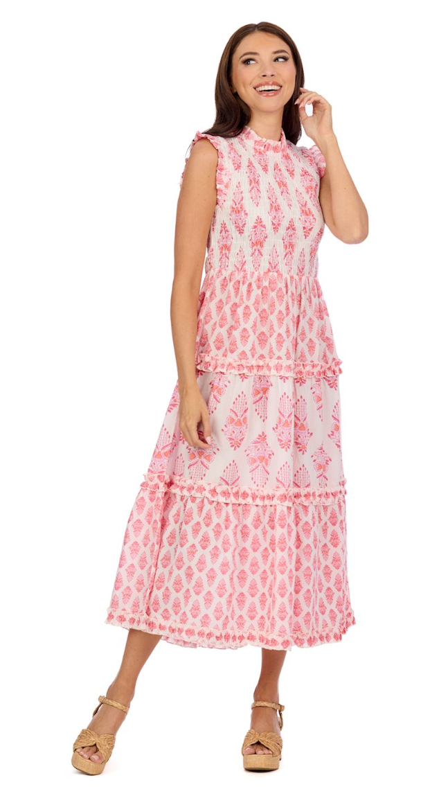 WARD SM0CKED MIDI DRESS PINK