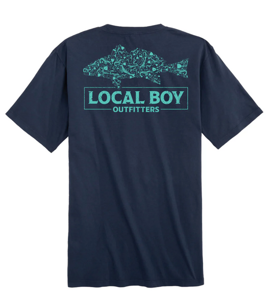 LOCAL BOY REDFISH LURES CHINA BLUE SHORT SLEEVE