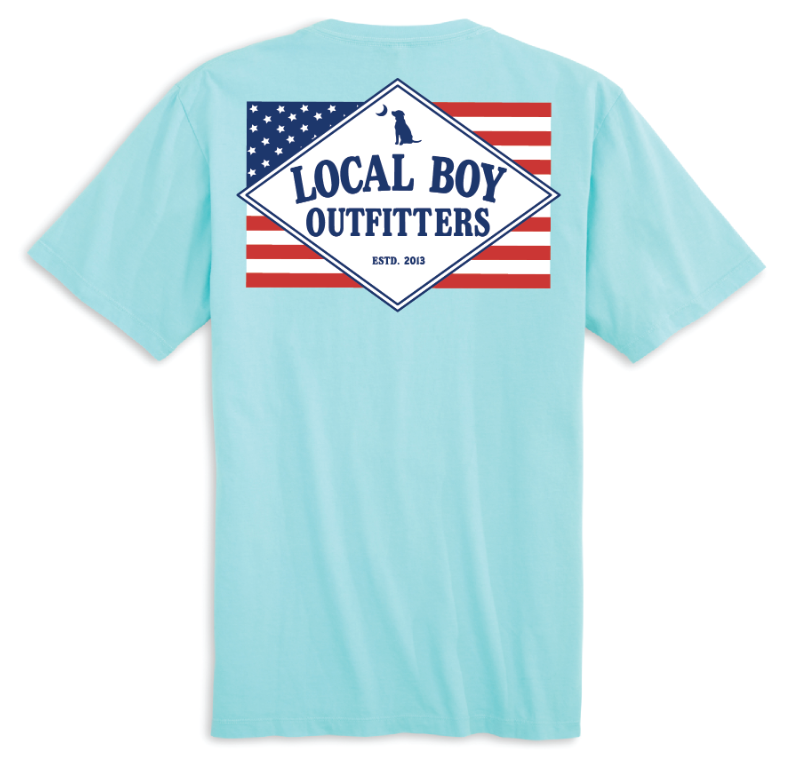 LOCAL BOY FOUNDERS FLAG AMERICA AQUA SHORT SLEEVE