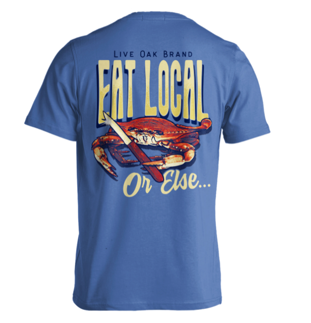 LIVE OAK EAT LOCAL CRAB MYSTIC BLUE
