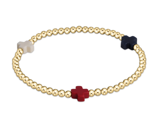 ENEWTON SIGNATURE CROSS GOLD PATTERN 3MM BEAD BRACELET FIRECRACKER