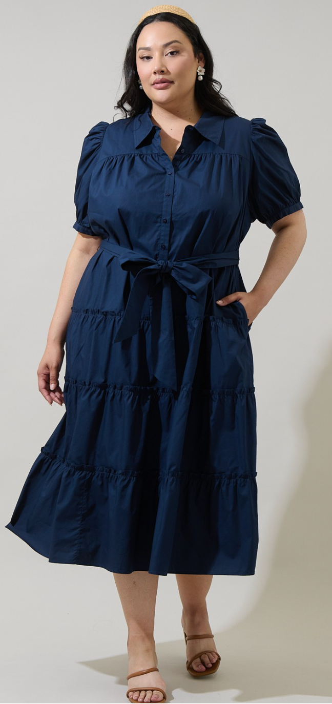 BLATE TIERED MIDI DRESS CURVE