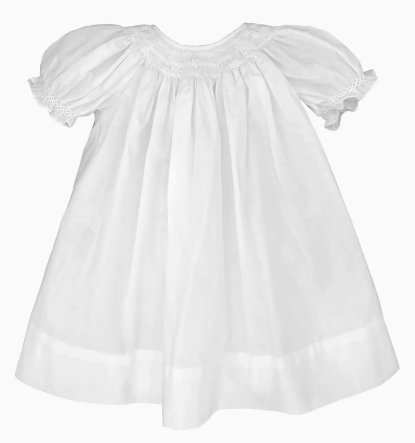 DAYGOWN WITH WAVE SMOCKING WHITE