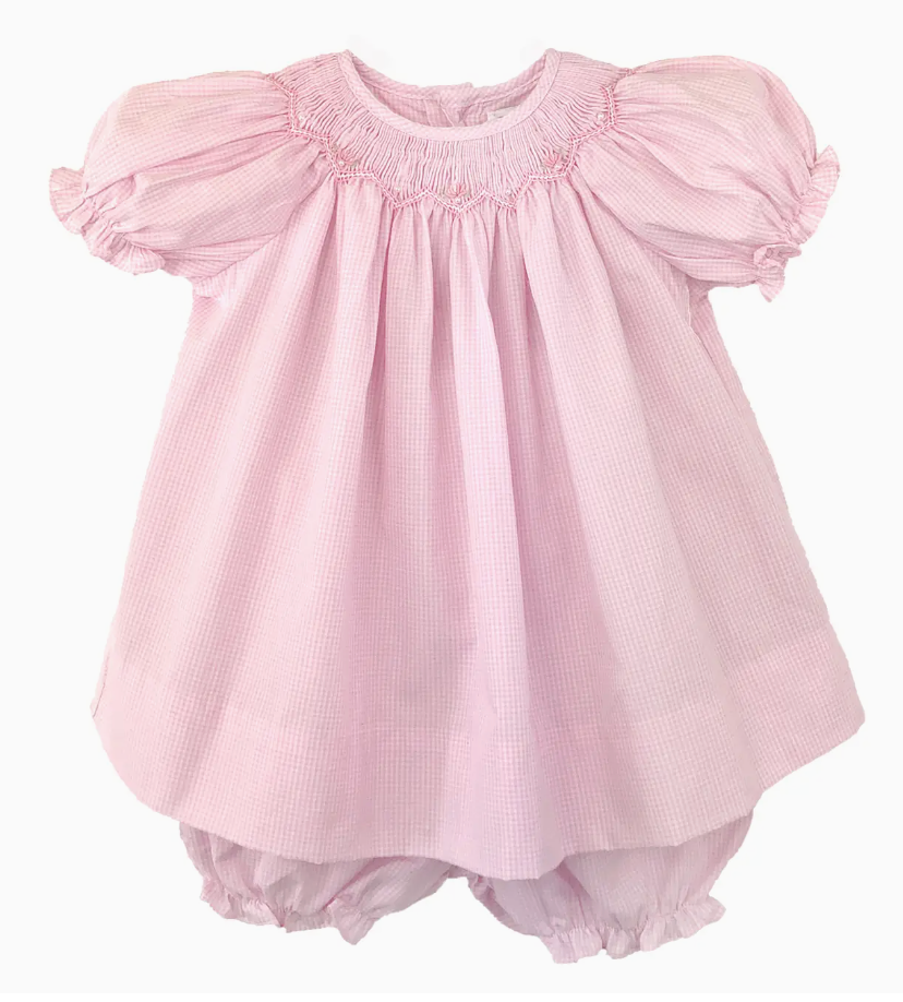 BISHOP ZIG ZAG SMOCKED DRESS