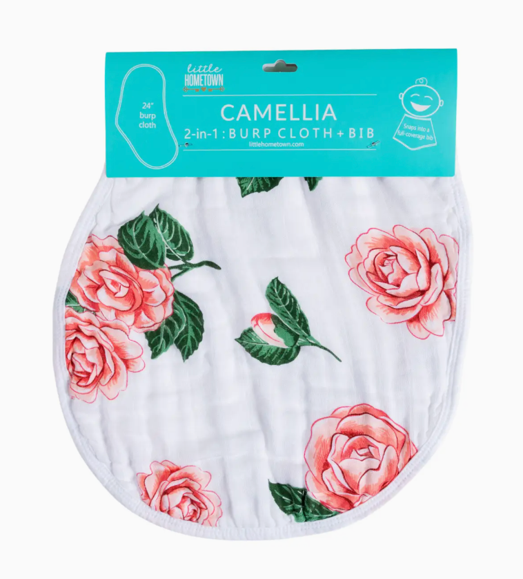 CAMELLIA BABY 2 IN 1 BURP CLOTH AND BIB