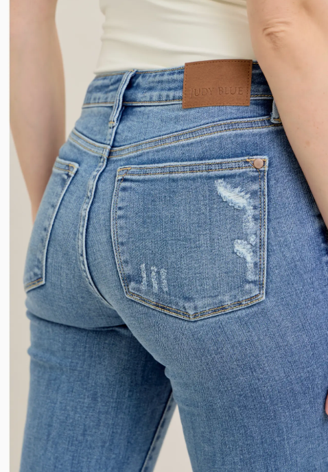 JUDY BLUE MR VINTAGE WASH BOOT CUT W/DESTROY HEM