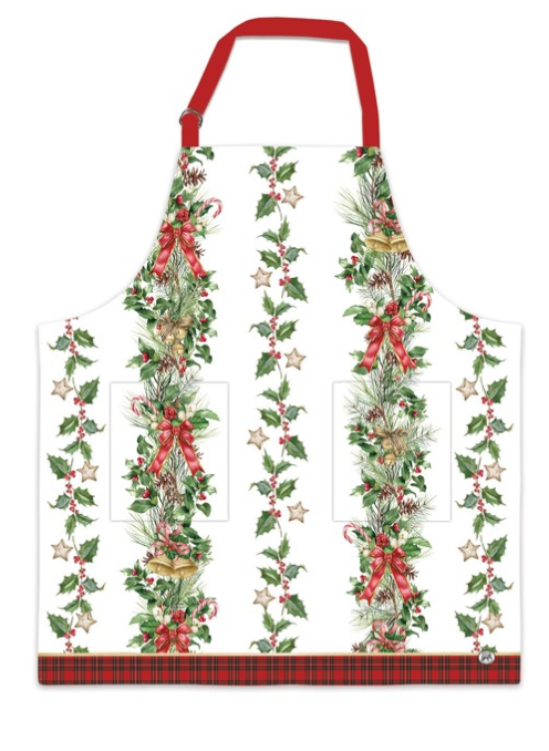 MDW HOLIDAY GARLAND APRON WITH POCKET