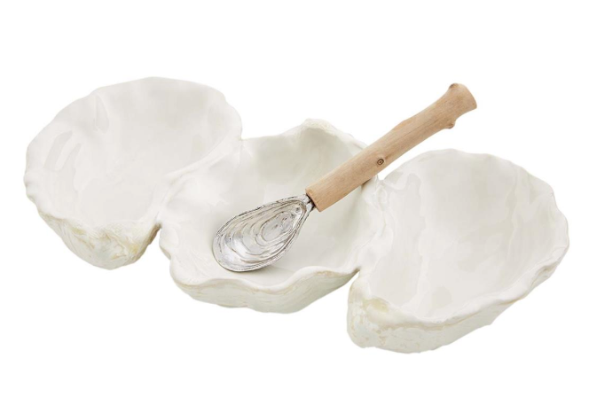 OYSTER SHAPED TRIPLE DIP SET