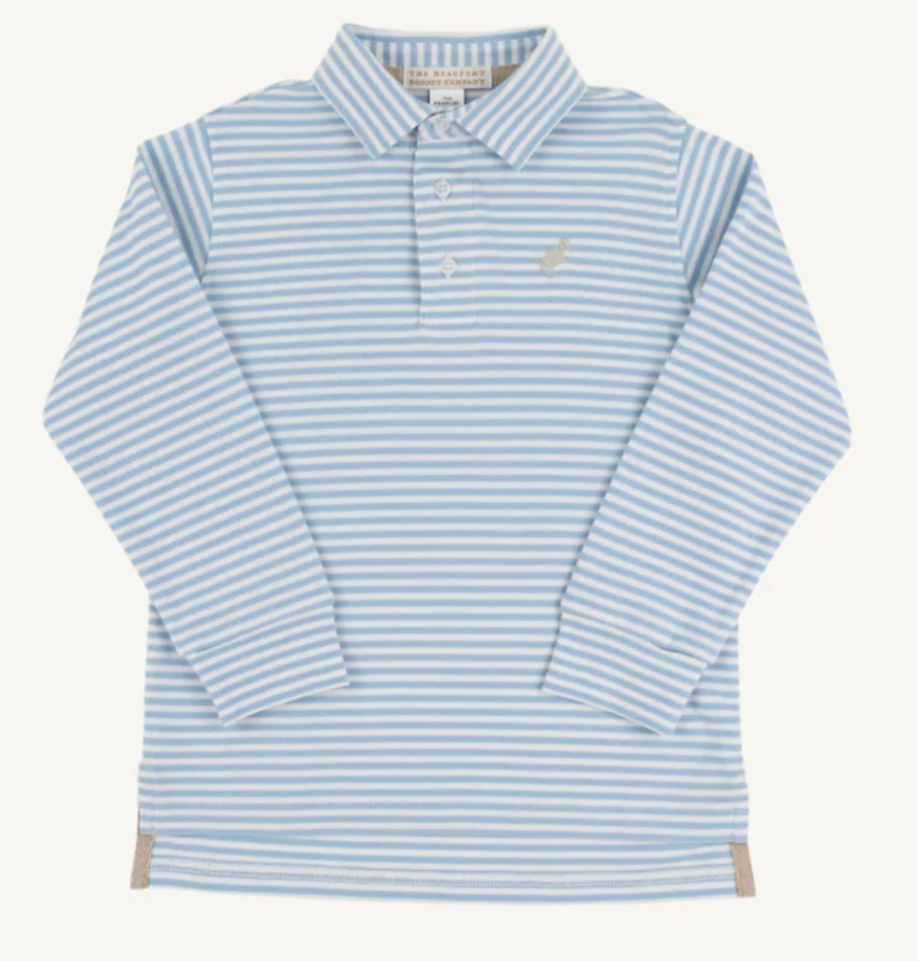 BEAUFORT BONNET PRIM AND PROPER POLO LS PIMA BARRINGTON BLUE STRIPE