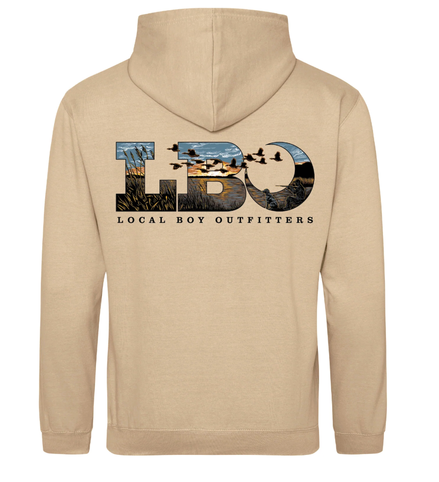 LOCAL BOY OUTFITTERS MARSH SCENE HOODIE DESERT SAND