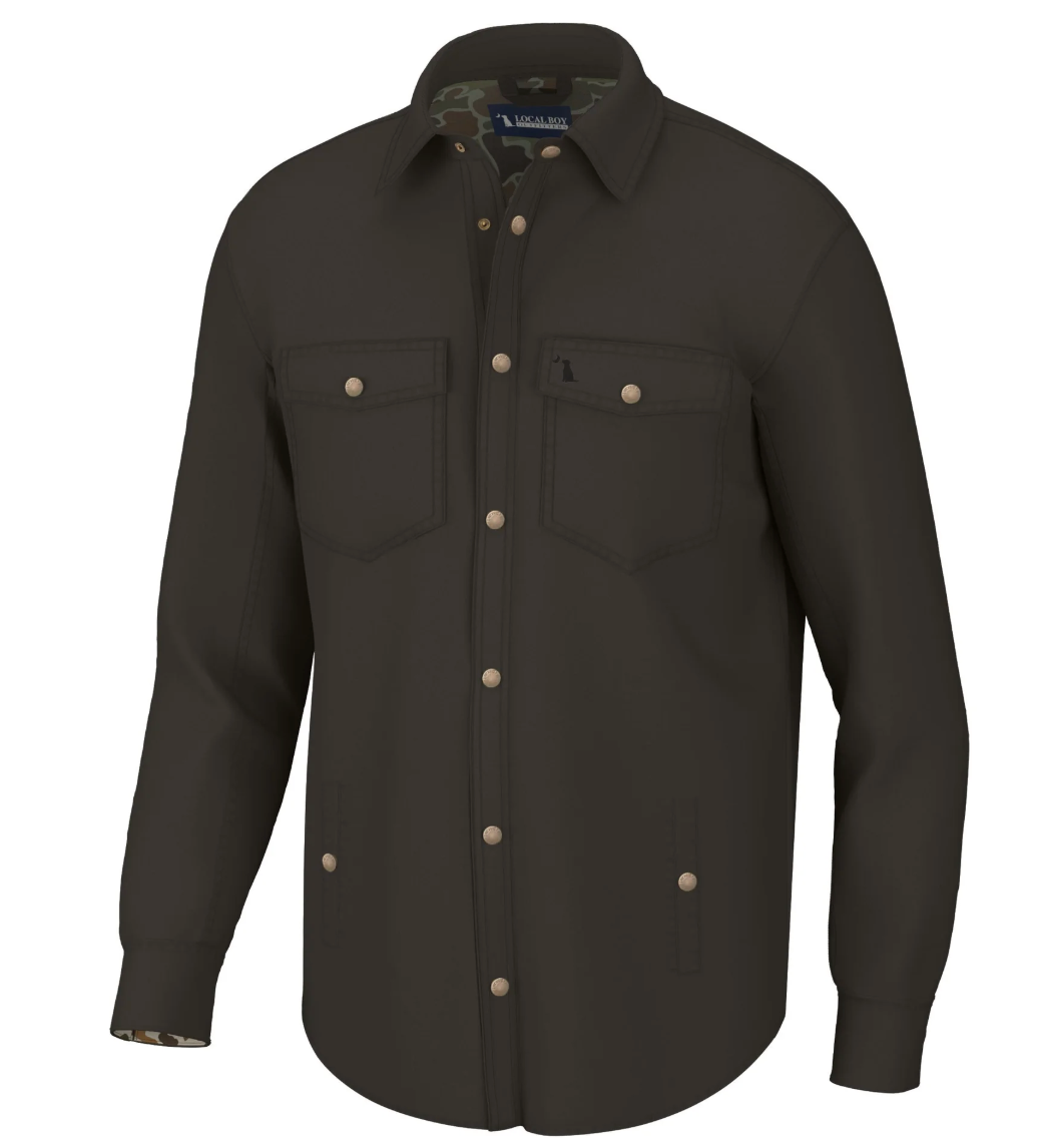 LOCAL BOY OUTFITTERS SPORTSMAN'S SHACKET DARK BROWN