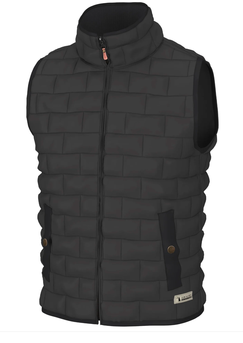 LOCAL BOY OUTFITTERS BRICK QUILTED VEST CHARCOAL