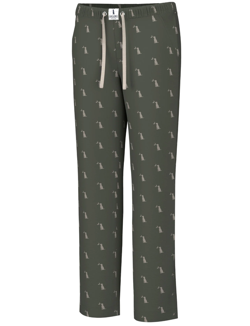 LOCAL BOY OUTFITTERS DARK OLIVE DOG & MOON PAJAMA PANT