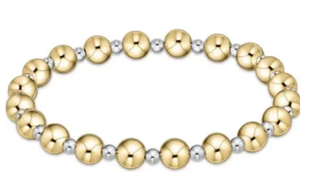 ENEWTON CLASSIC GRATEFUL PATTERN 6MM BEAD BRACELET MIXED METAL