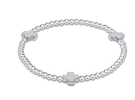 ENEWTON SIGNATURE CROSS STERLING PATTERN 3MM BEAD BRACELET STERLING