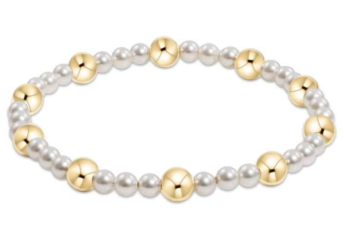 ENEWTON PEARL SINCERITY PATTERN 4MM BEAD BRACELET 6MM GOLD
