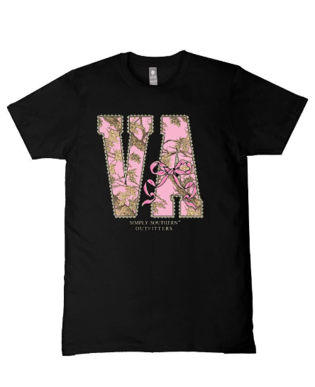SIMPLY SOUTHERN STATE VA BLACK SHORT SLEEVE