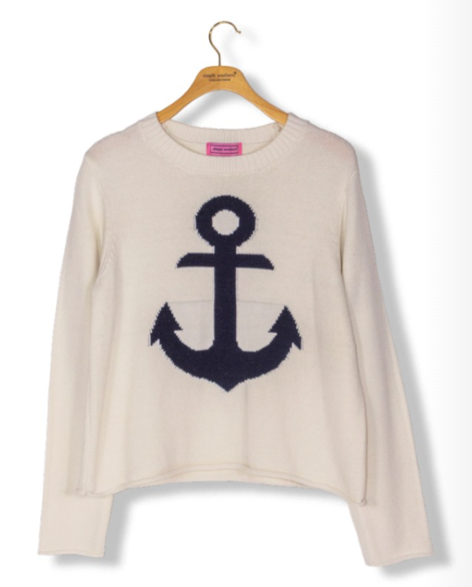 SIMPLY SOUTHERN SWEATER WHITE ANCHOR