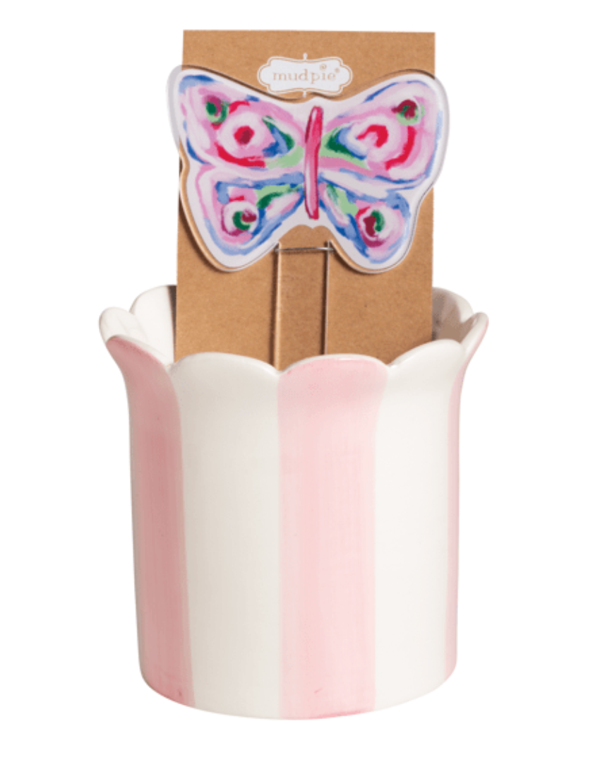 BUTTERFLY POT WITH PLANT STAKE