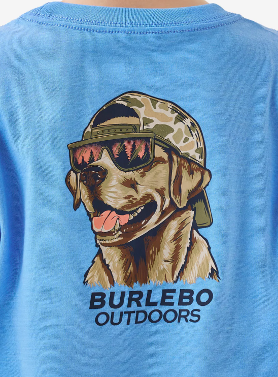 BURLEBO YOUTH MALLARD CAMO DOG HEATHER PERIWINKLE SHORT SLEEVE