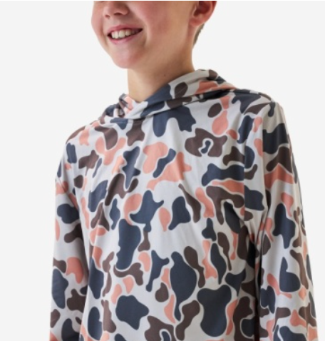 BURLEBO YOUTH PERFORMANCE HOODIE VINTAGE CAMO