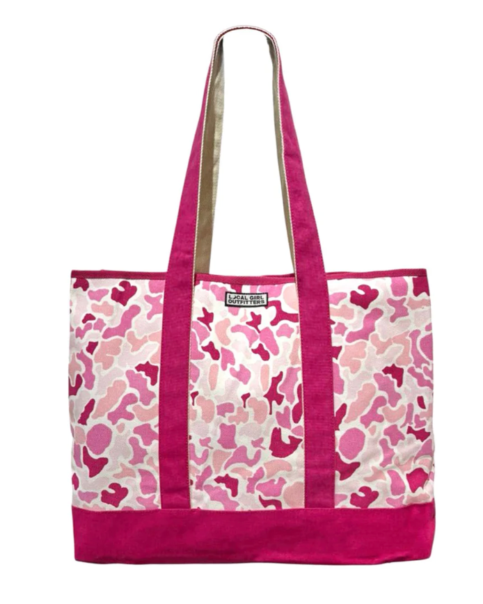 LOCAL GIRL PRINTED BEACH TOTE PINK LOCALFLAGE