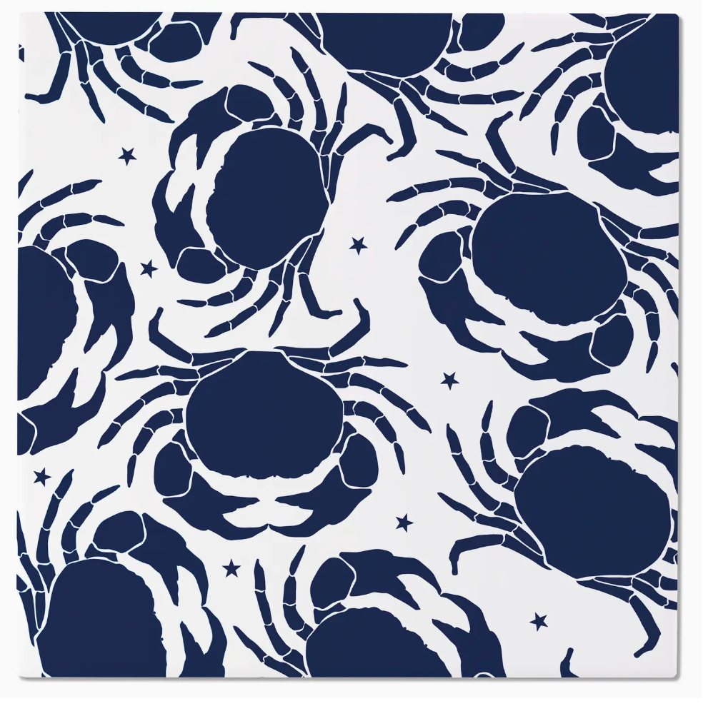 NAVY CRABS 8" SQUARE CERAMIC TRIVET