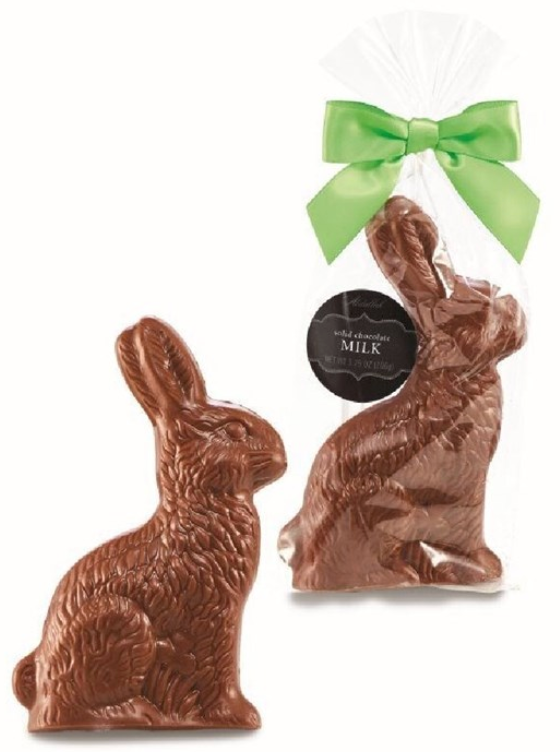 ABDALLAH 4.25 OZ FLAT MILK CHOCOLATE RABBIT WITH GREEN BOW