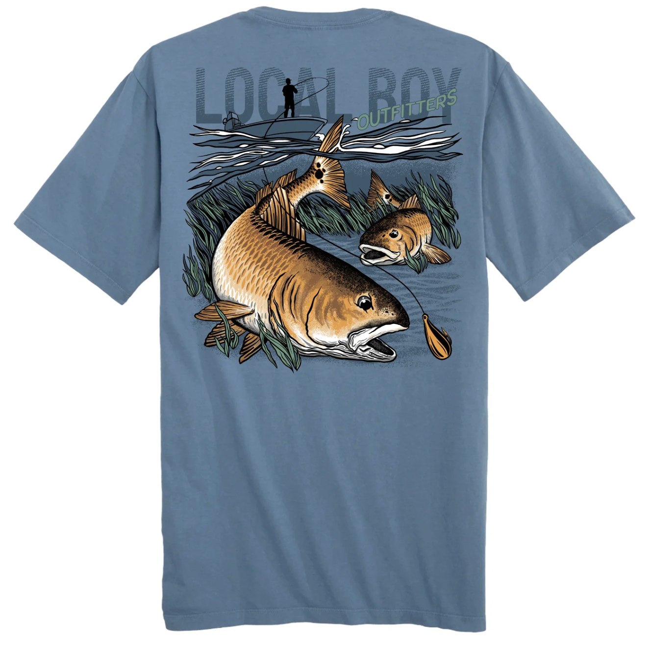 LOCAL BOY REDFISH HOOK SS TEE SLATE
