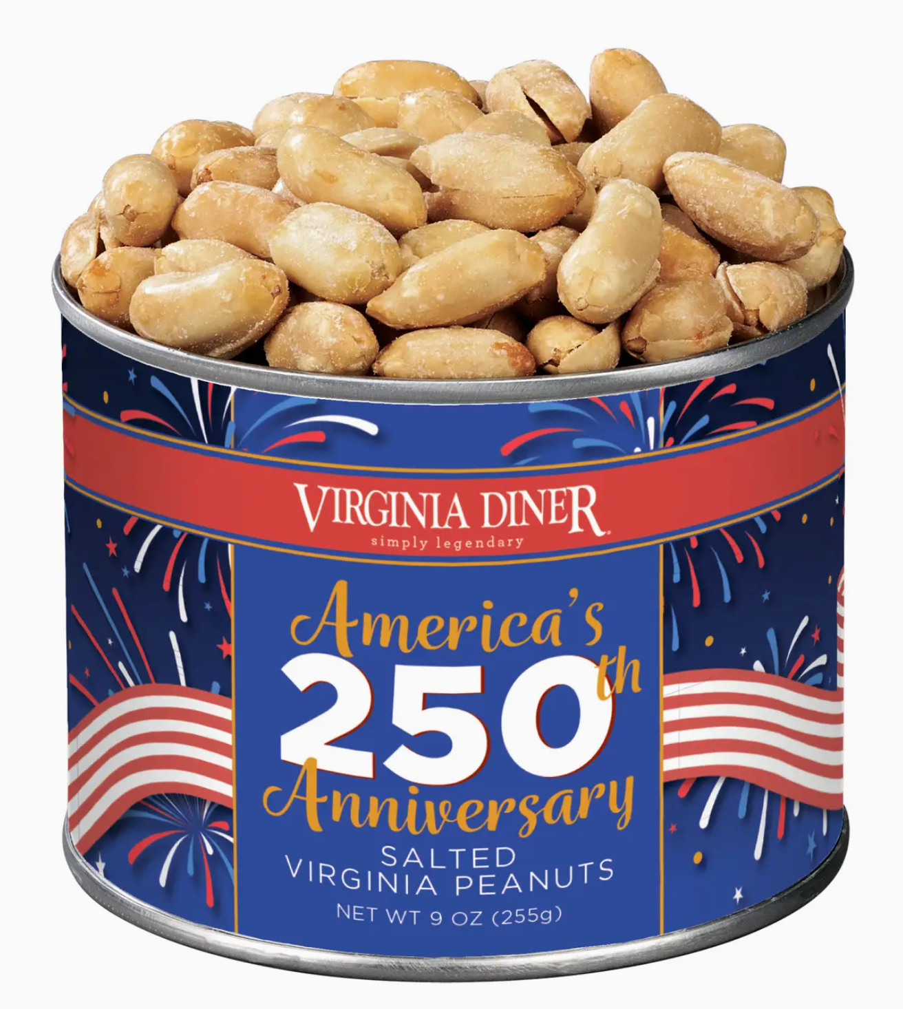 VIRGINIA DINER 9 OZ SALTED PEANUTS 250TH AMERICA'S ANNIVERSARY