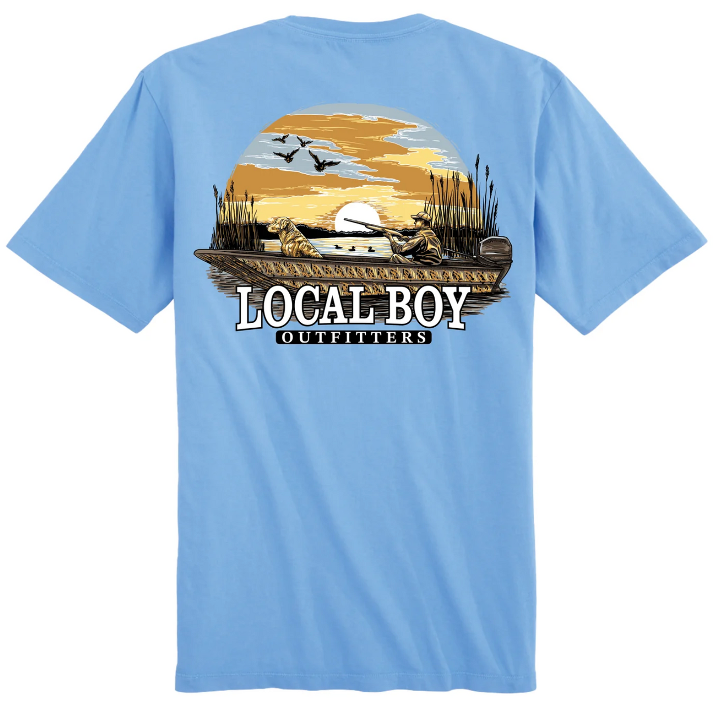 LOCAL BOY SUNSET HUNT SS TEE WASHED DENIM