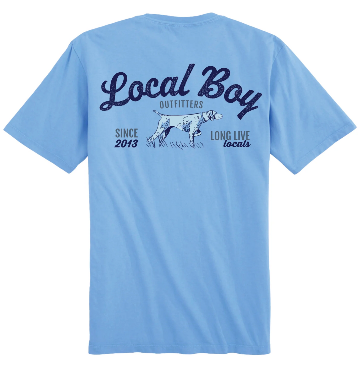 LOCAL BOY BIRD DOG ARCH SS TEE WASHED DENIM