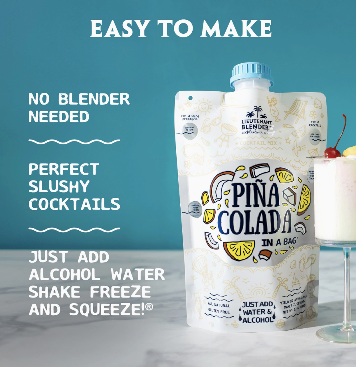 PINA COLADA IN A BAG COCKTAIL MOCKTAIL SLUSHIE MIXER