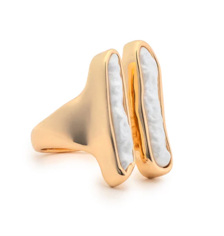 TANNER TWO ENLOGATED WHITE RESIN STONES RING