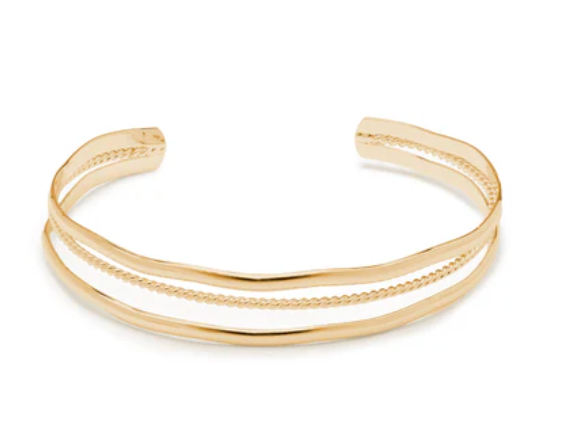 SHANIA GOLD SIMPLE CUFF WITH ROPE DETAIL 6" ADJUSTABLE