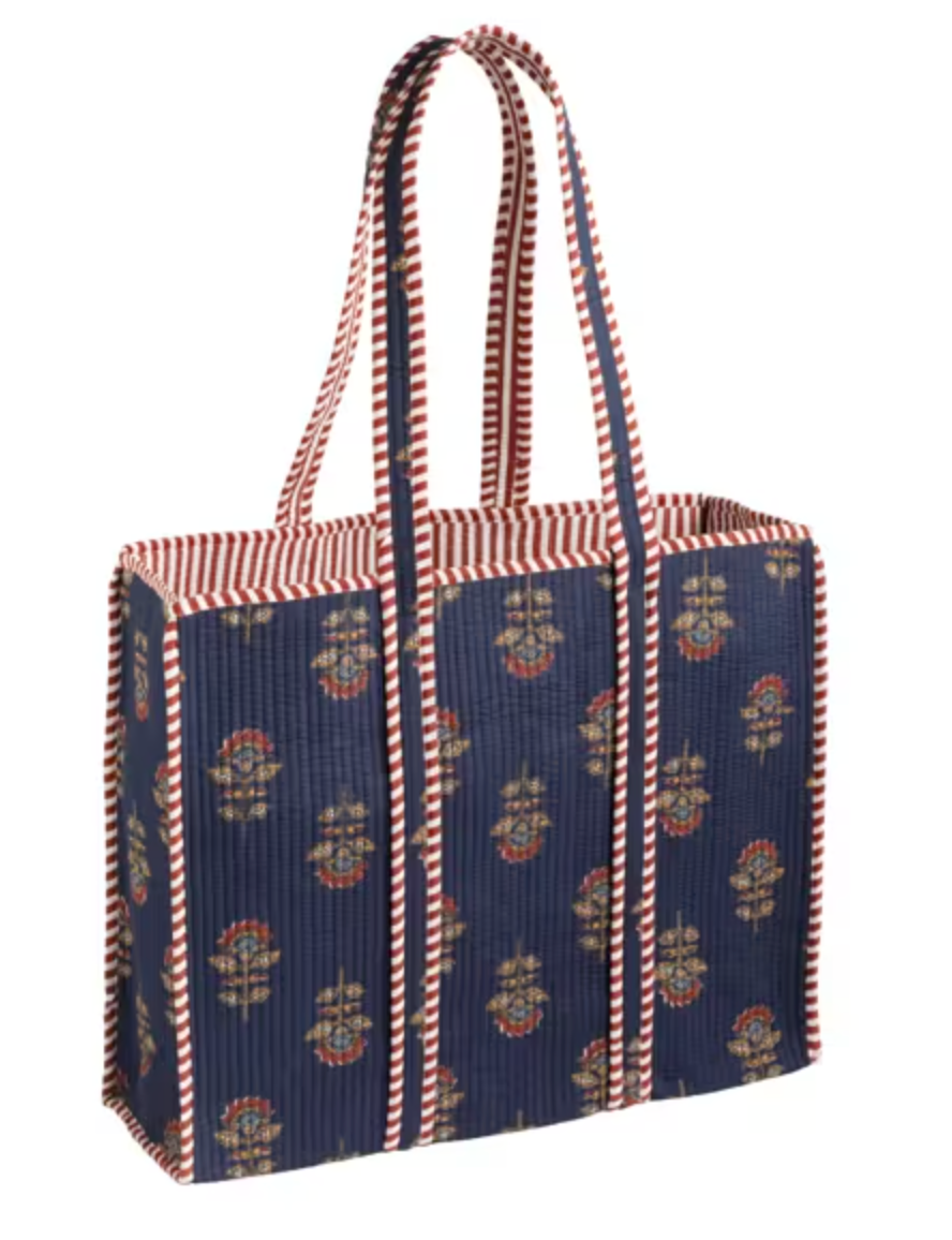 HARVEST BLOCK PRINT TOTE NAVY