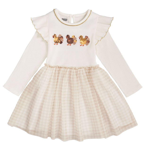 KIDS SEQUIN TURKEY DRESS