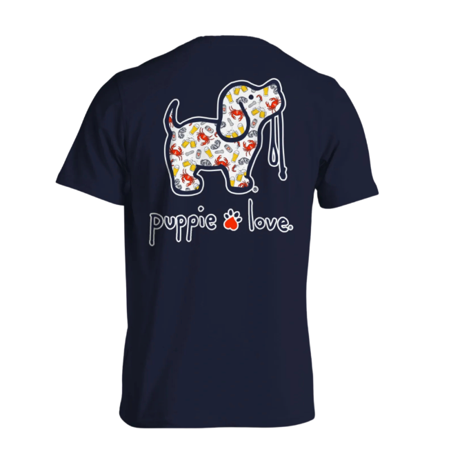 PUPPIE LOVE CRABS AND BEER PATTERN PUP NAVY