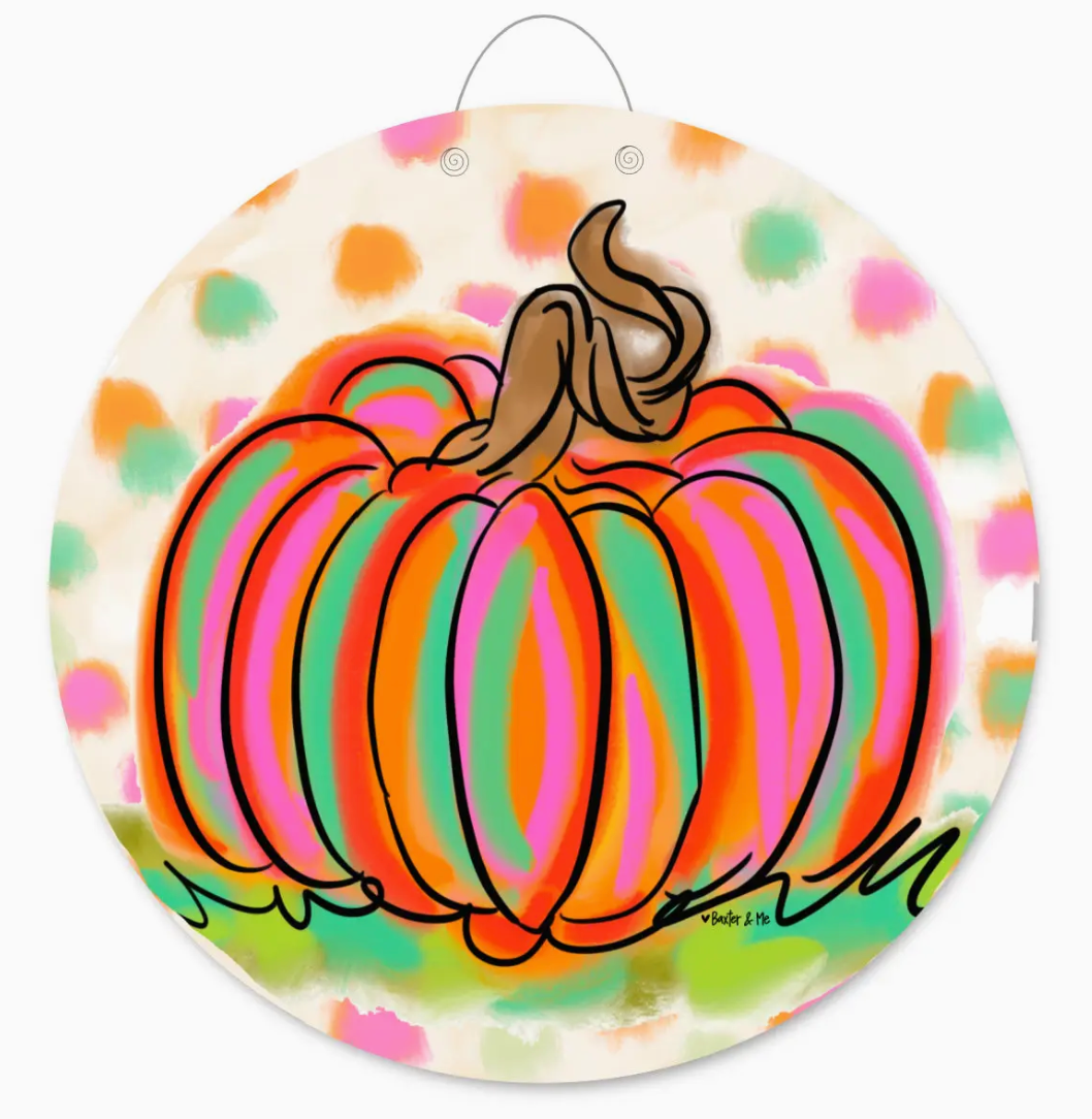 RAINBOW PATCH PUMPKIN DOOR HANGER