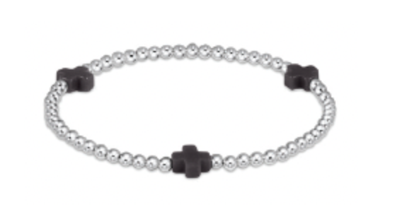 ENEWTON SIGNATURE CROSS STERLING PATTERN 3MM BEAD BRACELET