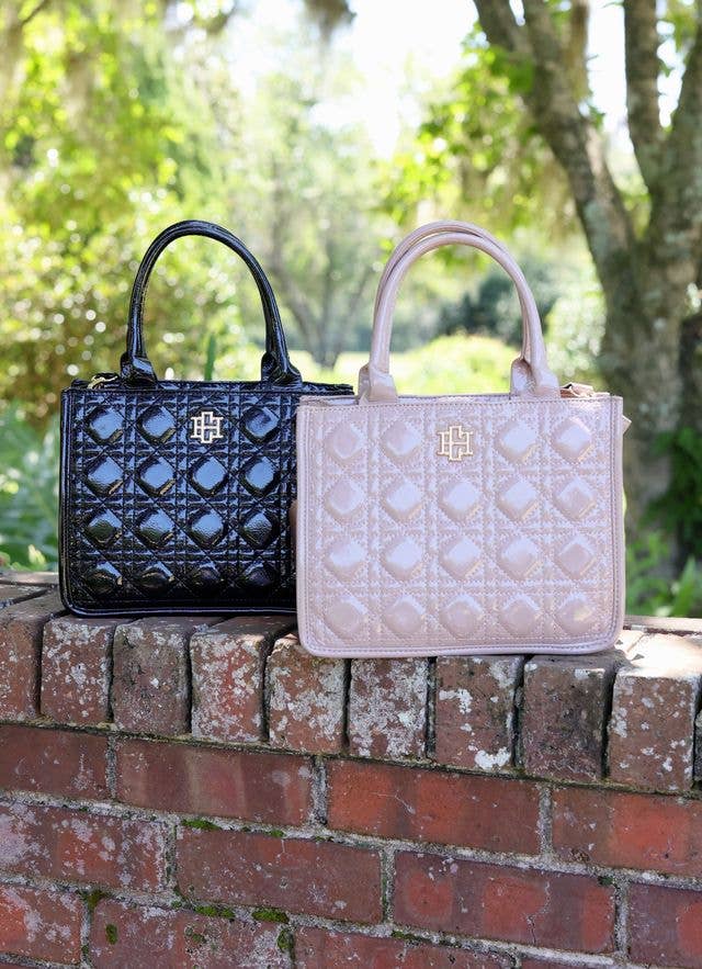 RICKY MINI TOTE TAUPE PATENT LQ