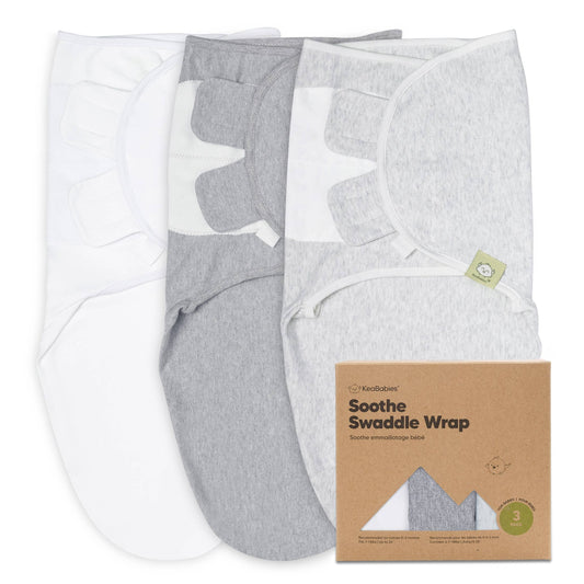 KEABABIES  3-Pack SOOTHE Swaddle Wraps (Cloud)
