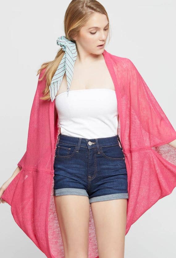 SHEER LIGHTWEIGHT COCOON KIMONO FUSCHIA